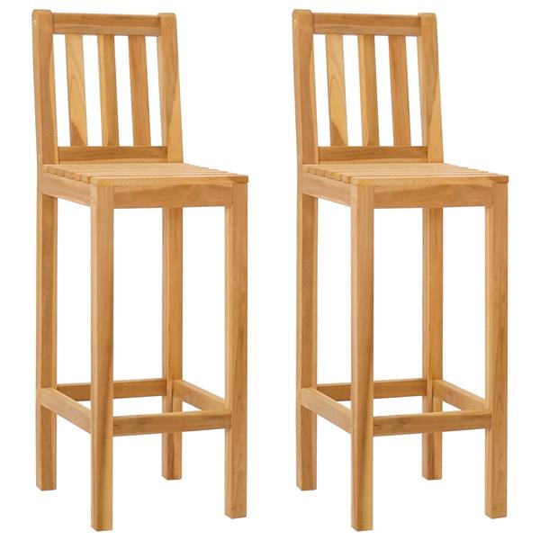Grote foto vidaxl barkruk 2 pcs onbehandeld 35 x 45 x 110 cm massief teakhout tuin en terras tuinmeubelen