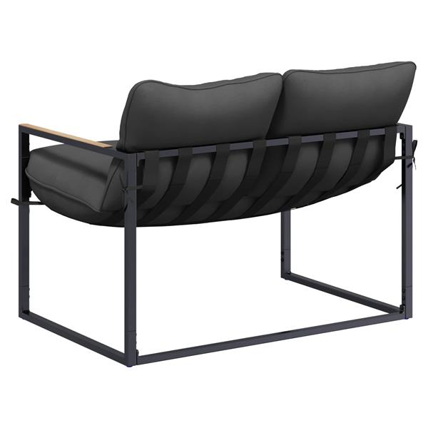 Grote foto vidaxl tuinbankenset zwart en anthraciet staal tuin en terras tuinmeubelen