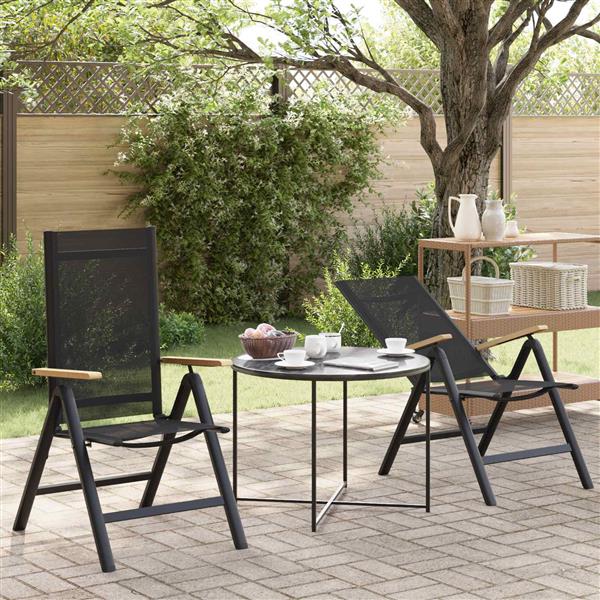 Grote foto vidaxl recliner tuinstoelen 2 pcs zwart 58 x 73 x 111 5 cm textileen tuin en terras tuinmeubelen