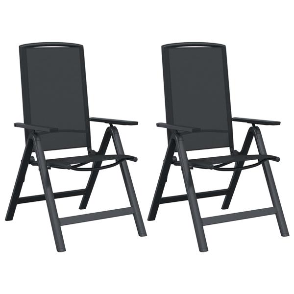 Grote foto vidaxl recliner tuinstoelen 2 pcs zwart 58 x 71 x 112 cm textileen tuin en terras tuinmeubelen