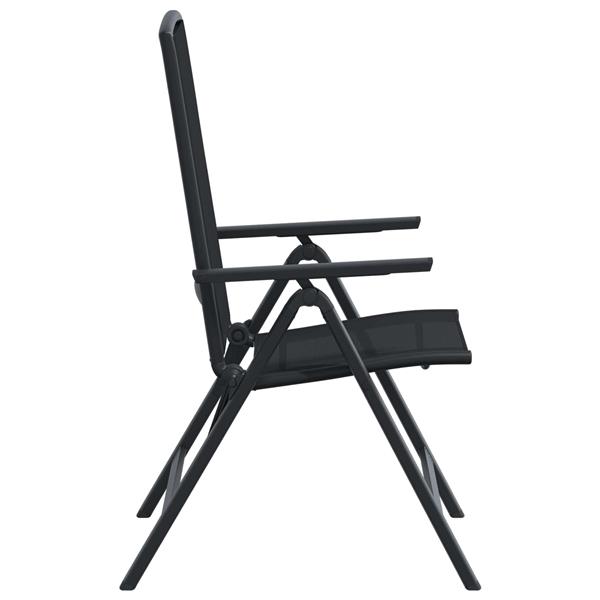 Grote foto vidaxl recliner tuinstoelen 2 pcs zwart 58 x 71 x 112 cm textileen tuin en terras tuinmeubelen