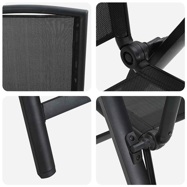 Grote foto vidaxl recliner tuinstoelen 2 pcs zwart 58 x 71 x 112 cm textileen tuin en terras tuinmeubelen