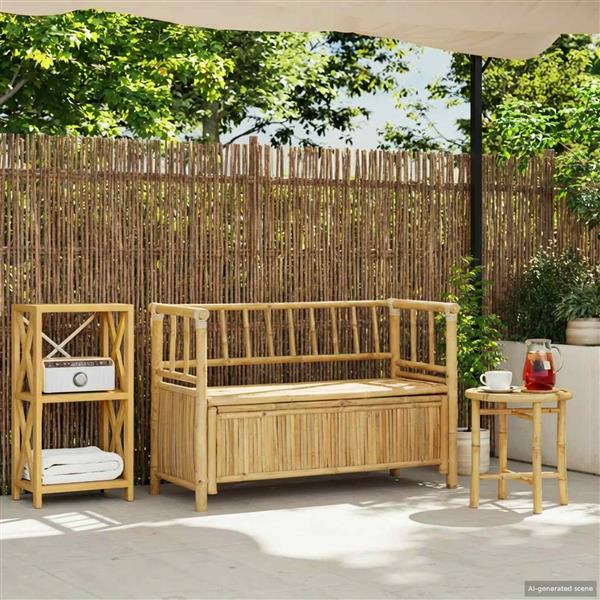 Grote foto vidaxl tuinkast bank naturel 110 x 47 x 80 cm bamboe tuin en terras tuinmeubelen