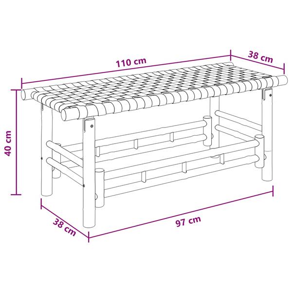 Grote foto vidaxl tuinbank naturel 110 x 38 x 40 cm bamboe tuin en terras tuinmeubelen