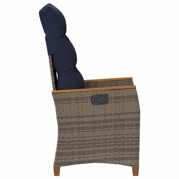 Grote foto vidaxl verstelbare tuinstoel 2 pcs grijs en marineblauw poly rattan tuin en terras tuinmeubelen