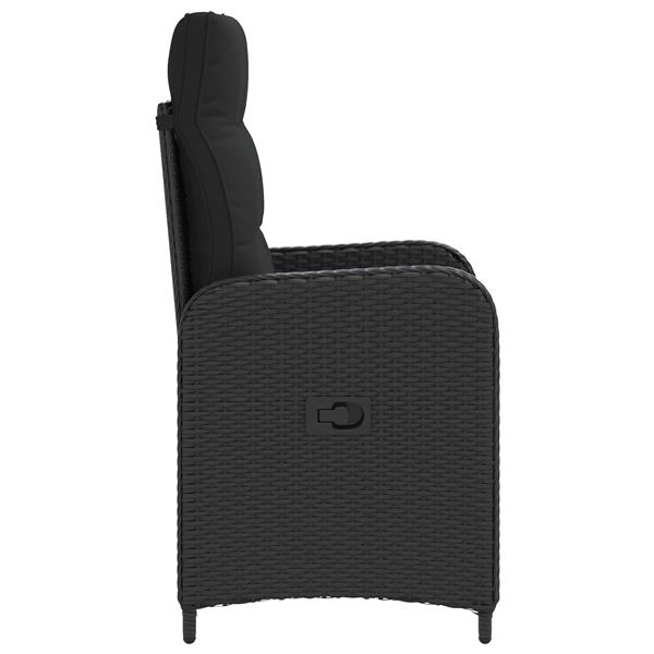 Grote foto vidaxl verstelbare tuinstoel zwart 57 x 63 x 94 cm poly rattan tuin en terras tuinmeubelen