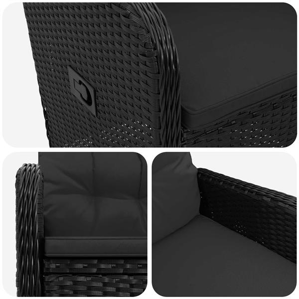 Grote foto vidaxl verstelbare tuinstoel zwart 57 x 63 x 94 cm poly rattan tuin en terras tuinmeubelen