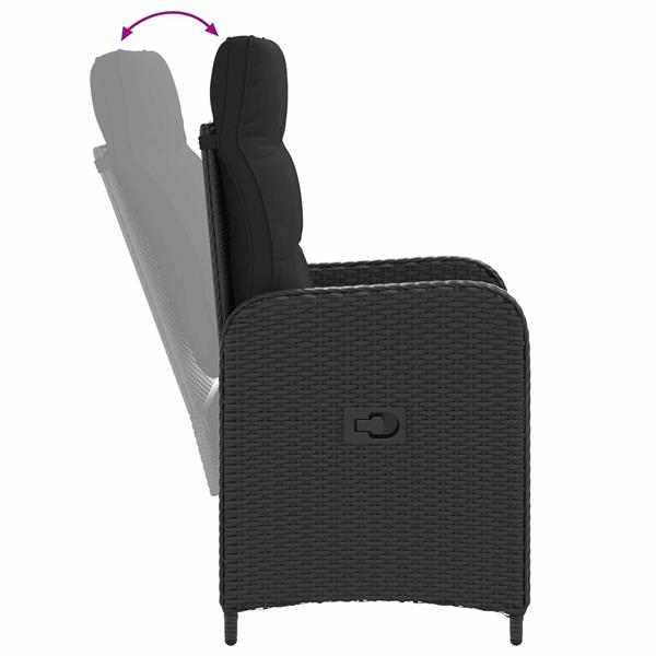 Grote foto vidaxl verstelbare tuinstoel zwart 57 x 63 x 94 cm poly rattan tuin en terras tuinmeubelen