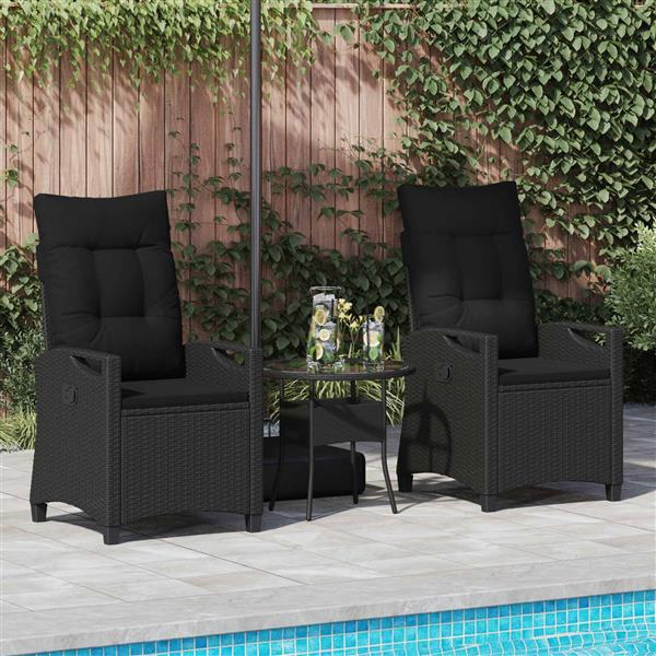 Grote foto vidaxl tuinstoel 2 pcs zwart 56 x 64 x 94 cm staal en polyester tuin en terras tuinmeubelen