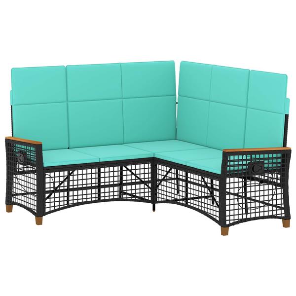 Grote foto vidaxl tuin ligbankset zwart en turquoise 164 x 164 x 112 cm tuin en terras tuinmeubelen