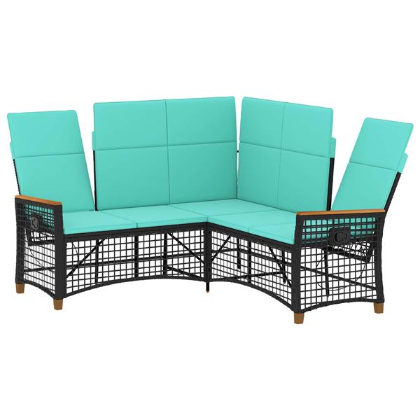 Grote foto vidaxl tuin ligbankset zwart en turquoise 164 x 164 x 112 cm tuin en terras tuinmeubelen