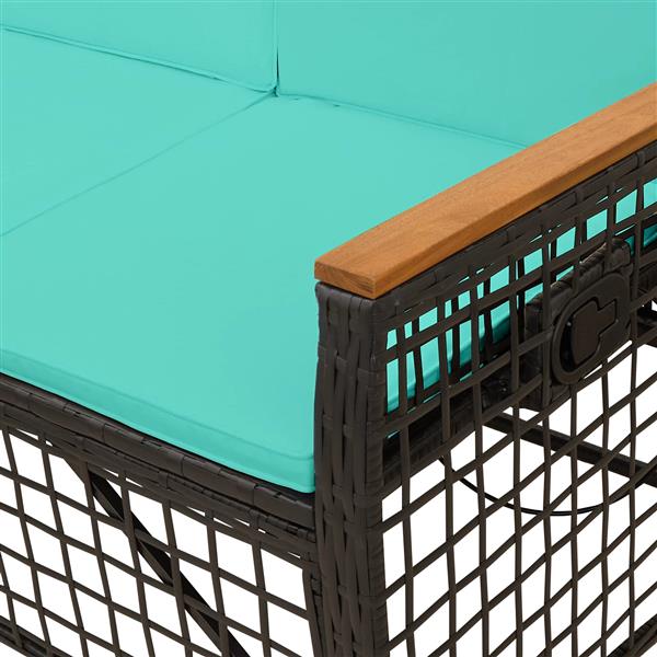 Grote foto vidaxl tuin ligbankset zwart en turquoise 164 x 164 x 112 cm tuin en terras tuinmeubelen