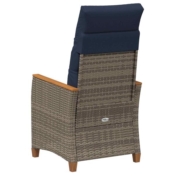 Grote foto vidaxl verstelbare tuinstoel 2 pcs grijs en marineblauw poly rattan tuin en terras tuinmeubelen