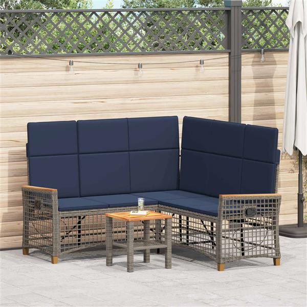 Grote foto vidaxl tuin ligbankset grijs en marineblauw 164 x 164 x 112 cm tuin en terras tuinmeubelen