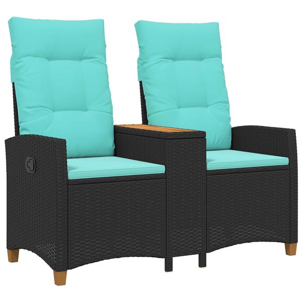 Grote foto vidaxl ligbank met tafel zwart en turquoise 126 x 65 x 112 cm tuin en terras tuinmeubelen