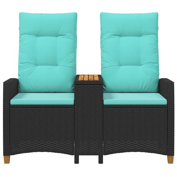 Grote foto vidaxl ligbank met tafel zwart en turquoise 126 x 65 x 112 cm tuin en terras tuinmeubelen