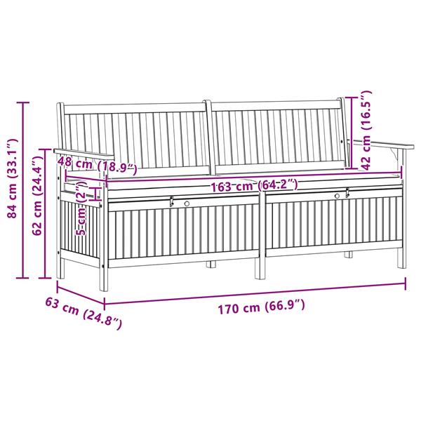 Grote foto vidaxl opslagbank met kussen met opslag met de deur 170 x 63 x 84 cm tuin en terras tuinmeubelen
