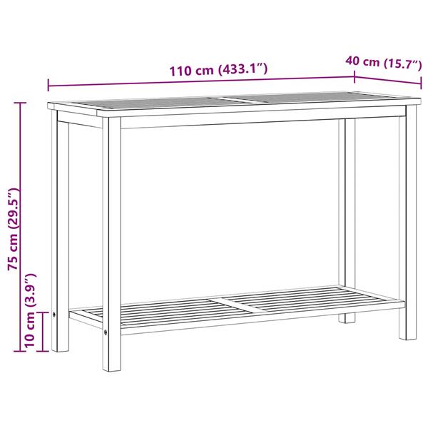 Grote foto vidaxl tuin console tafel licht acacia 110 x 40 x 75 cm tuin en terras tuinmeubelen