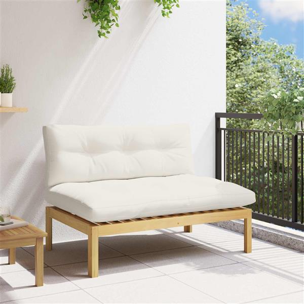 Grote foto vidaxl midden sofaset licht acacia en cr me wit 120 x 80 x 82 cm tuin en terras tuinmeubelen