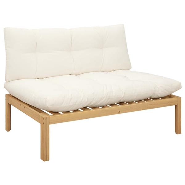 Grote foto vidaxl midden sofaset licht acacia en cr me wit 120 x 80 x 82 cm tuin en terras tuinmeubelen