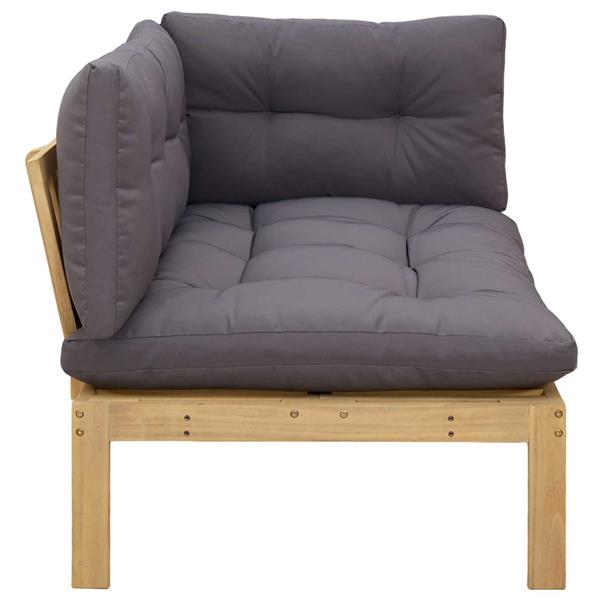 Grote foto vidaxl hoekstoffe licht acacia en donker grijs 132 x 92 x 82 cm tuin en terras tuinmeubelen