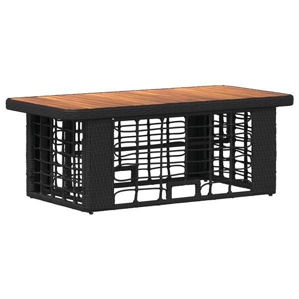 Grote foto vidaxl tuin eettafelset 4 pcs zwart en grijs poly riet en acaciahout tuin en terras tuinmeubelen