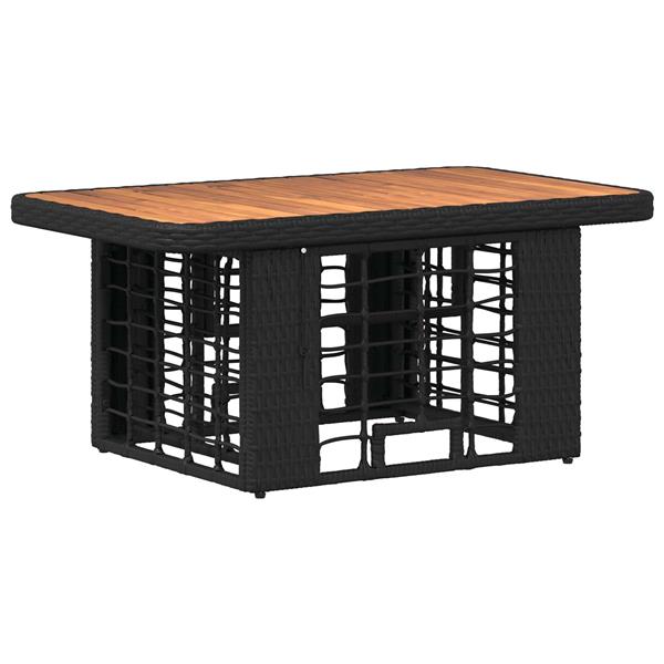 Grote foto vidaxl tuin eettafelset 3 pcs zwart en grijs poly riet en acaciahout tuin en terras tuinmeubelen