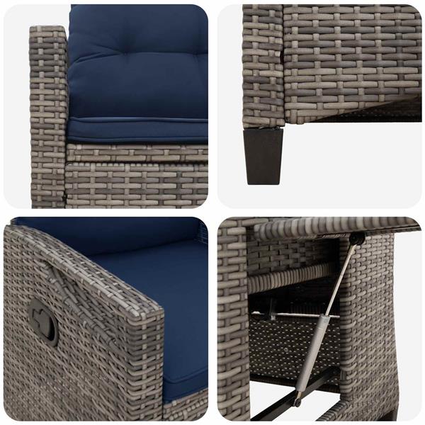 Grote foto vidaxl verstelbare tuinstoel 56 x 60 x 112 cm staal tuin en terras tuinmeubelen