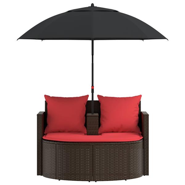 Grote foto vidaxl tuinbankstel bruin en rood 168 x 168 x 180 cm poly rattan tuin en terras tuinmeubelen
