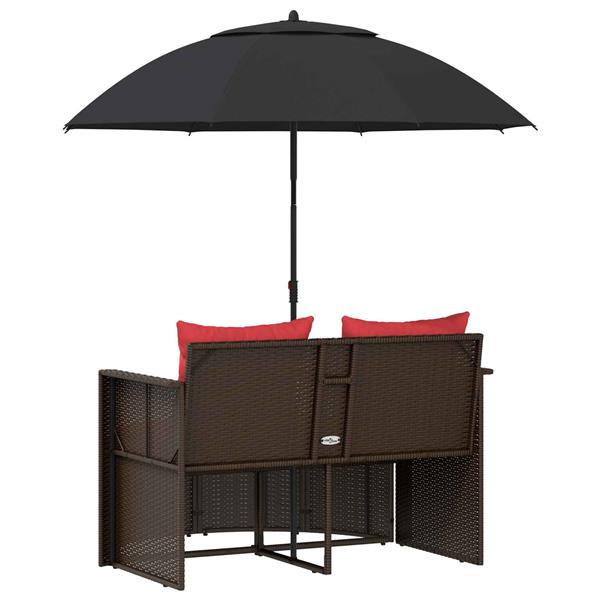 Grote foto vidaxl tuinbankstel bruin en rood 168 x 168 x 180 cm poly rattan tuin en terras tuinmeubelen