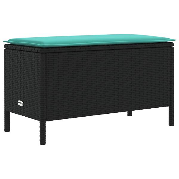 Grote foto vidaxl tuinvoetenbank zwart en turquoise 80 x 38 x 42 cm pe rattan tuin en terras tuinmeubelen