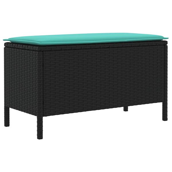 Grote foto vidaxl tuinvoetenbank zwart en turquoise 80 x 38 x 42 cm pe rattan tuin en terras tuinmeubelen