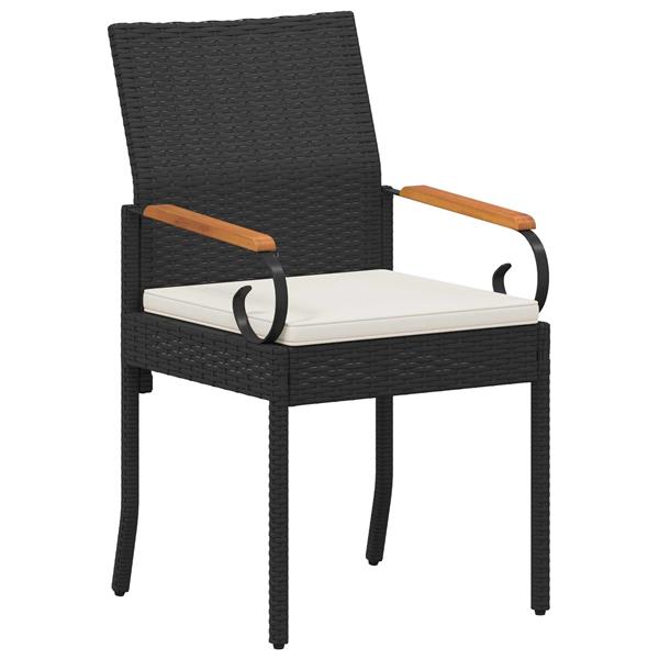 Grote foto vidaxl tuinstoelen 2 pcs zwart en cream wit poly rattan en acacia tuin en terras tuinmeubelen