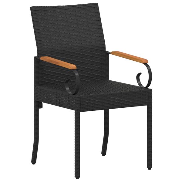 Grote foto vidaxl tuinstoelen 2 pcs zwart en cream wit poly rattan en acacia tuin en terras tuinmeubelen