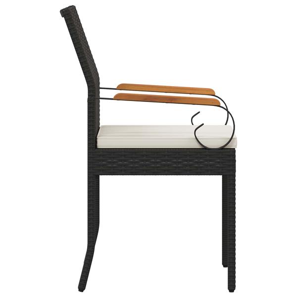 Grote foto vidaxl tuinstoelen 2 pcs zwart en cream wit poly rattan en acacia tuin en terras tuinmeubelen