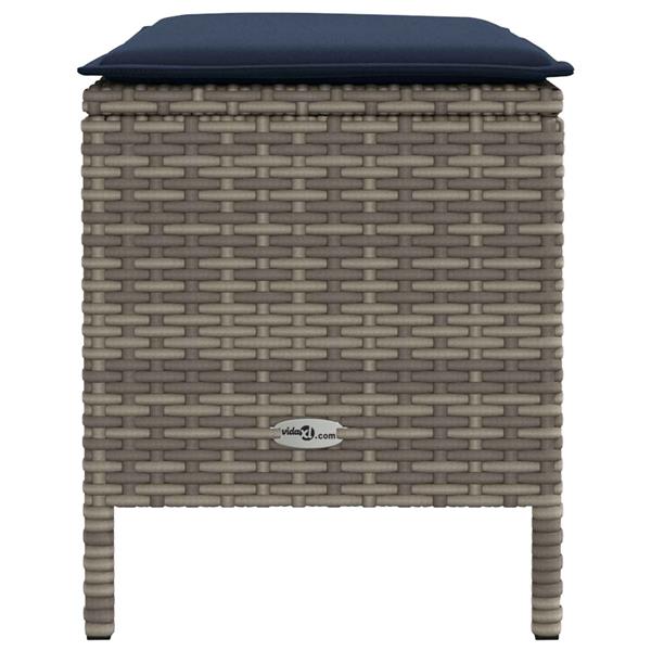 Grote foto vidaxl tuinvoetenbank grijs en marineblauw 80 x 38 x 42 cm pe rattan tuin en terras tuinmeubelen