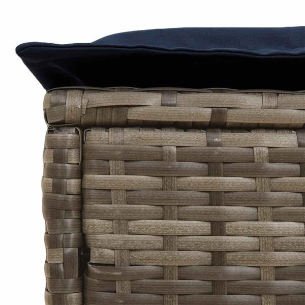 Grote foto vidaxl tuinvoetenbank grijs en marineblauw 80 x 38 x 42 cm pe rattan tuin en terras tuinmeubelen