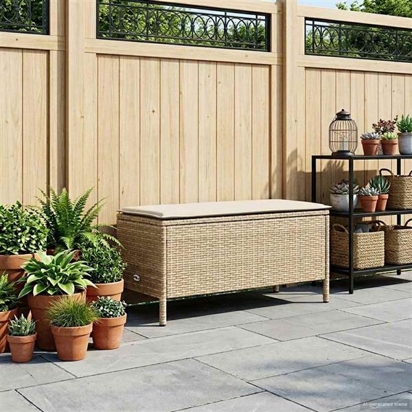 Grote foto vidaxl tuinvoetenbank beige en cr me 80 x 38 x 42 cm pe rattan tuin en terras tuinmeubelen