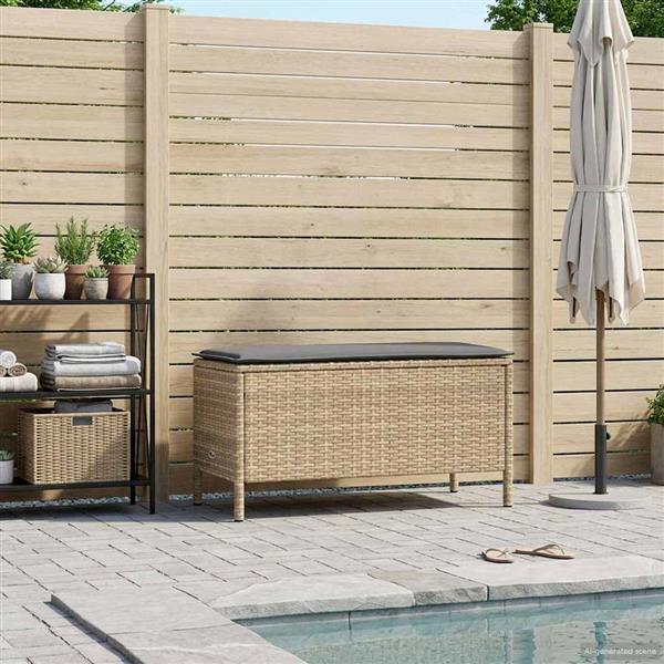 Grote foto vidaxl tuinvoetenbank beige en licht grijs 80 x 38 x 42 cm pe rattan tuin en terras tuinmeubelen