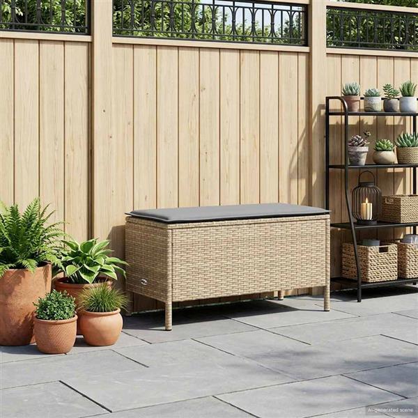 Grote foto vidaxl tuinvoetenbank beige en licht grijs 80 x 38 x 42 cm pe rattan tuin en terras tuinmeubelen