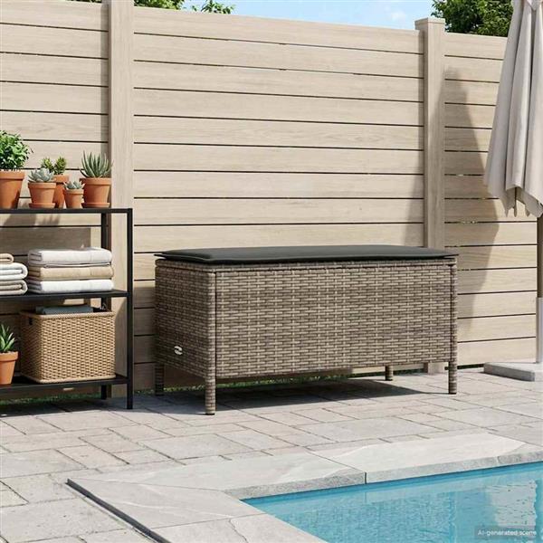 Grote foto vidaxl tuinvoetenbank grijs en donkergrijs 80 x 38 x 45 cm pe rattan tuin en terras tuinmeubelen