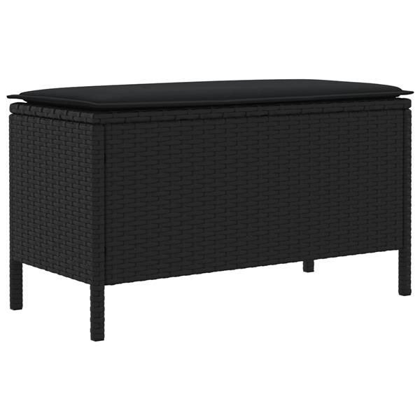 Grote foto vidaxl tuinvoetenbank met kussen zwart 80 x 38 x 45 cm pe rattan tuin en terras tuinmeubelen