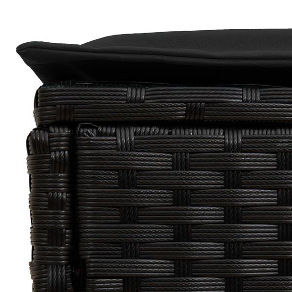Grote foto vidaxl tuinvoetenbank met kussen zwart 80 x 38 x 45 cm pe rattan tuin en terras tuinmeubelen