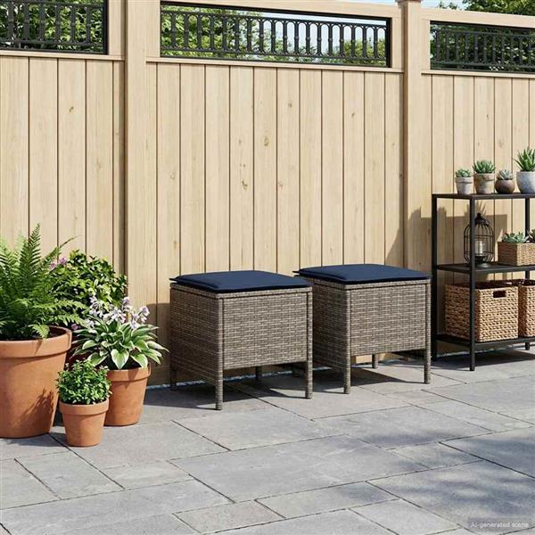 Grote foto vidaxl tuinvoetenbank 2 stuk grijs en marineblauw 38 x 38 x 45 cm tuin en terras tuinmeubelen