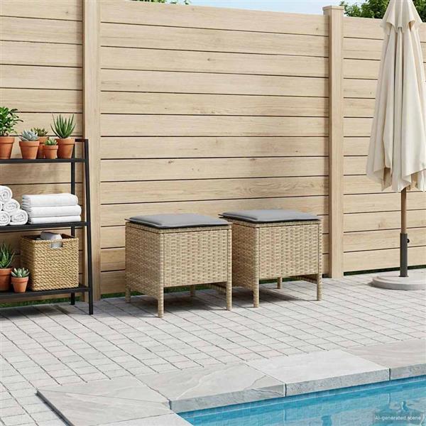 Grote foto vidaxl tuinvoetenbank 2 stuk beige en licht grijs 38 x 38 x 45 cm tuin en terras tuinmeubelen