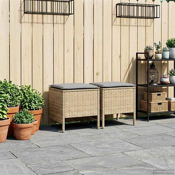 Grote foto vidaxl tuinvoetenbank 2 stuk beige en licht grijs 38 x 38 x 45 cm tuin en terras tuinmeubelen