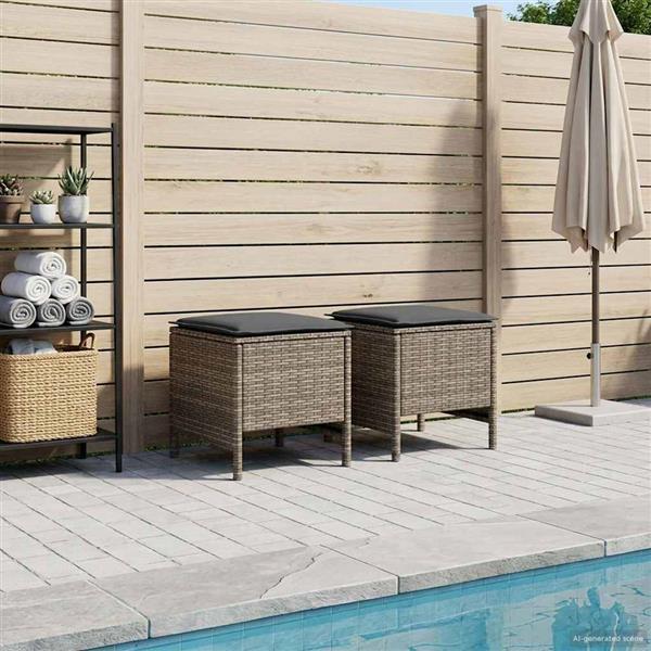 Grote foto vidaxl tuinvoetenbank 2 stuk grijs en donkergrijs 38 x 38 x 45 cm tuin en terras tuinmeubelen