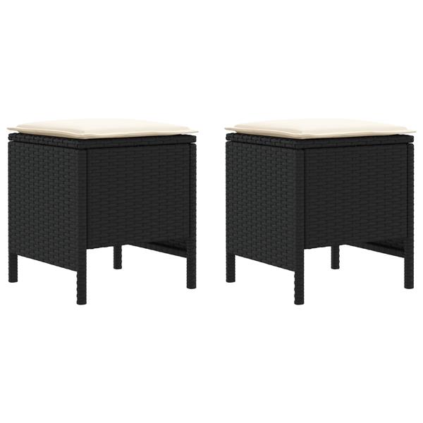Grote foto vidaxl tuinvoetenbank 2 stuk zwart en cr me 38 x 38 x 45 cm pe rattan tuin en terras tuinmeubelen