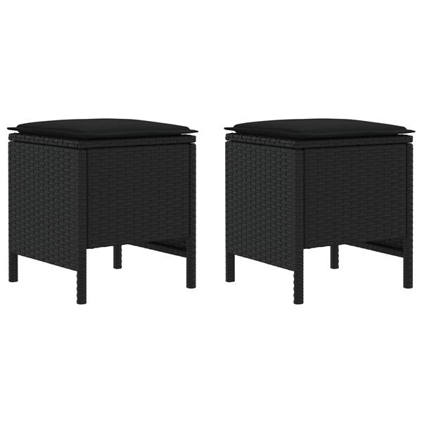 Grote foto vidaxl tuinvoetenbank 2 stuk zwart 38 x 38 x 45 cm pe rattan tuin en terras tuinmeubelen