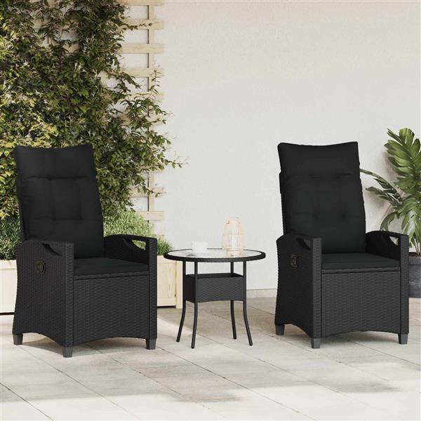 Grote foto vidaxl tuinstoel 2 pcs zwart 56 x 64 x 94 cm staal en polyester tuin en terras tuinmeubelen